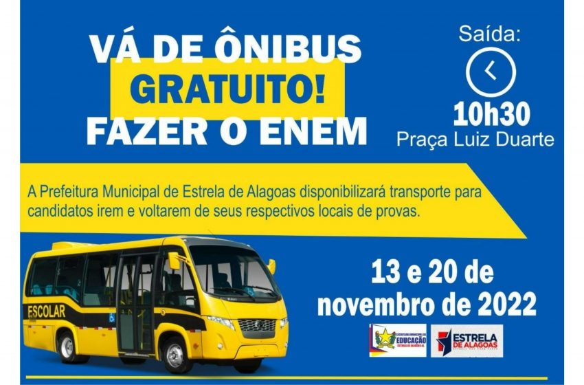Prefeitura vai disponibilzar transporte para candidatos do ENEM