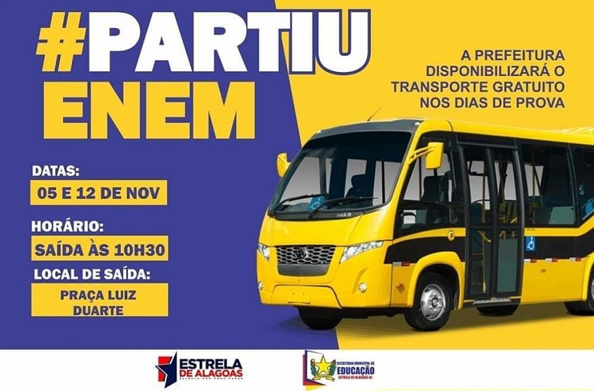 Prefeitura de Estrela disponibilizará transporte gratuito para candidatos do Enem
