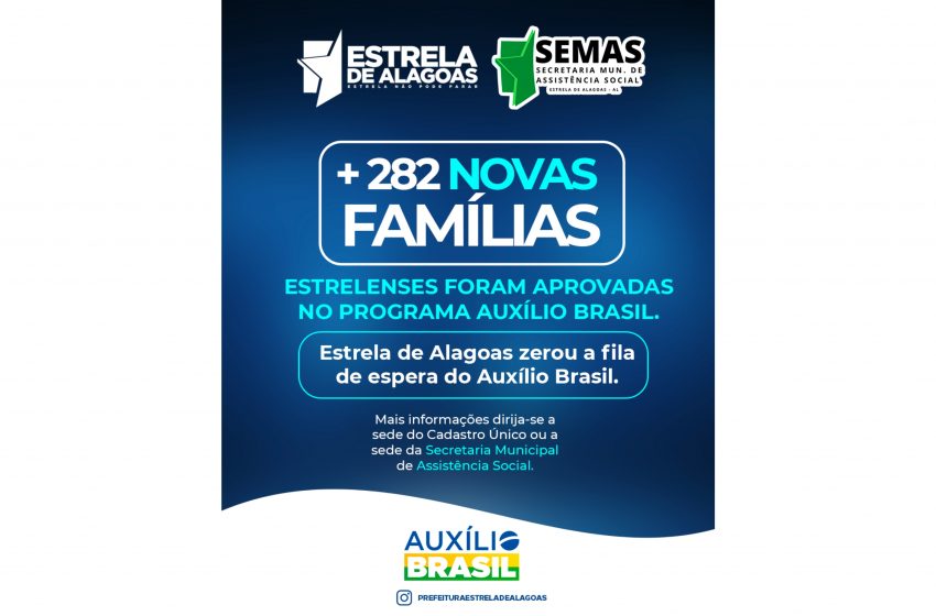  282 novas famílias estrelenses são aprovadas no Programa Auxílio Brasil